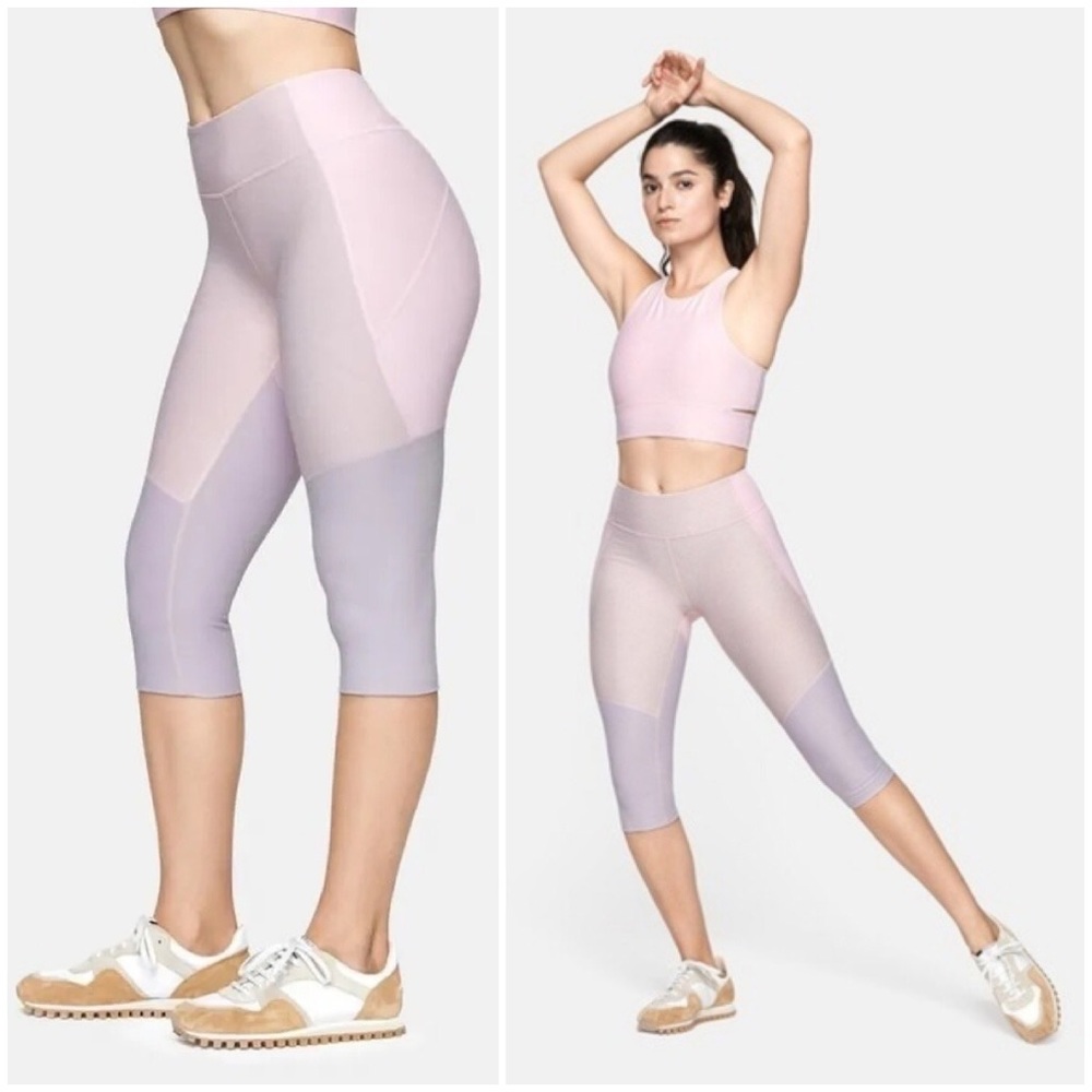 Outdoor Voices Pink Tri-Tone Kneecap Leggings